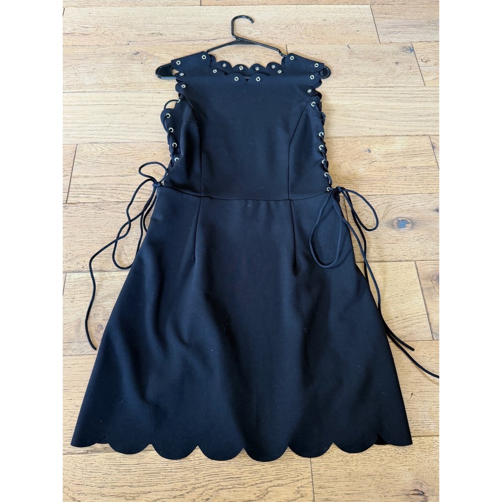 Lavish Alice Dress 8 UK Black Excellent Eyelet Lace Up Scalloped Mini‎ (2014)